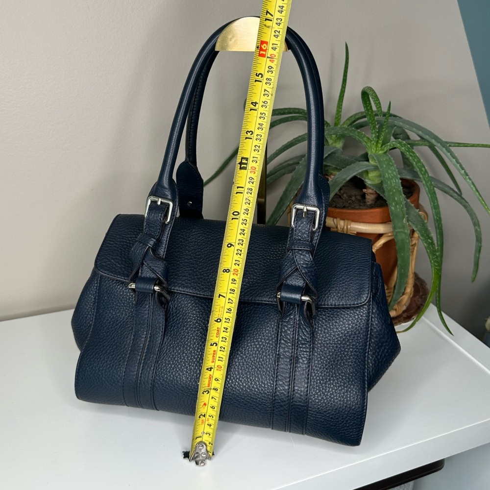 L.K. Bennett “Emma” Navy Pebbled Leather Satchel Bag | Classic British Style - Picture 11 of 11